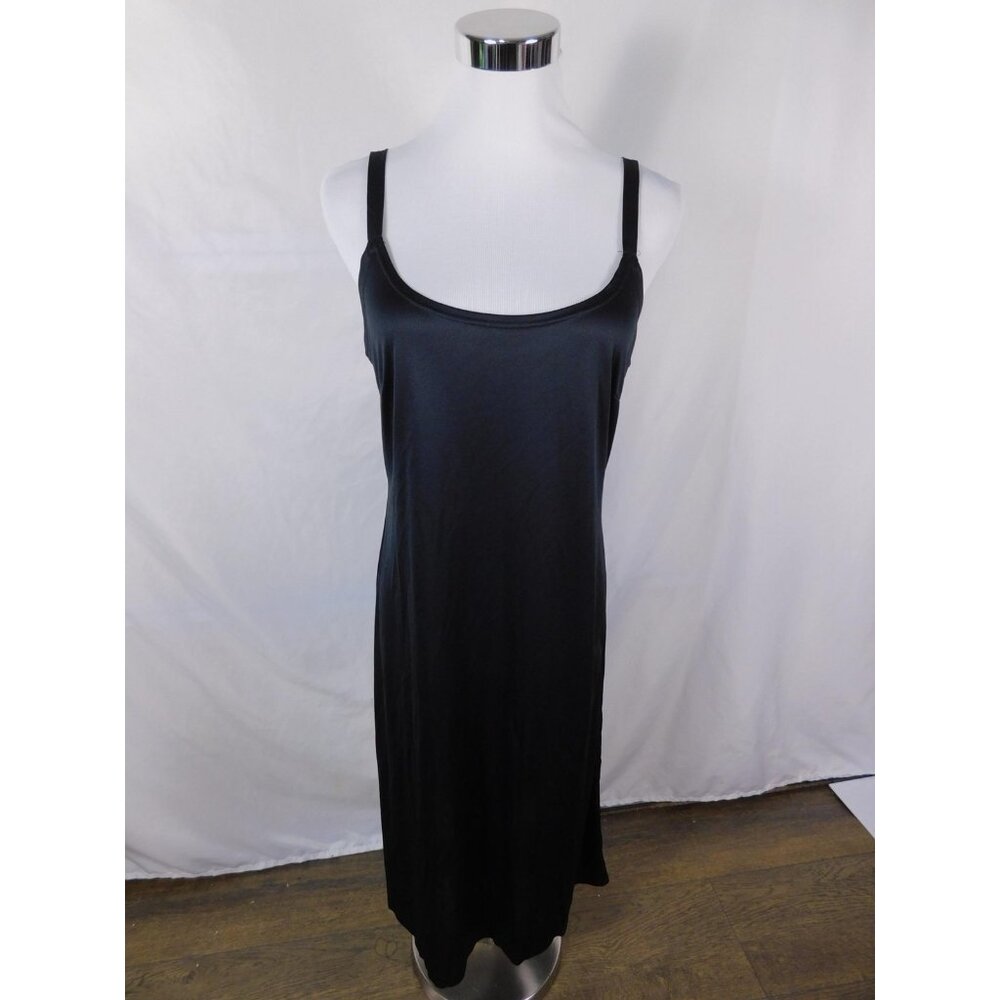 MSK Dress Womens 10 Black Slip Dress Midi Satin Strappy Scoop Neck Casual Party